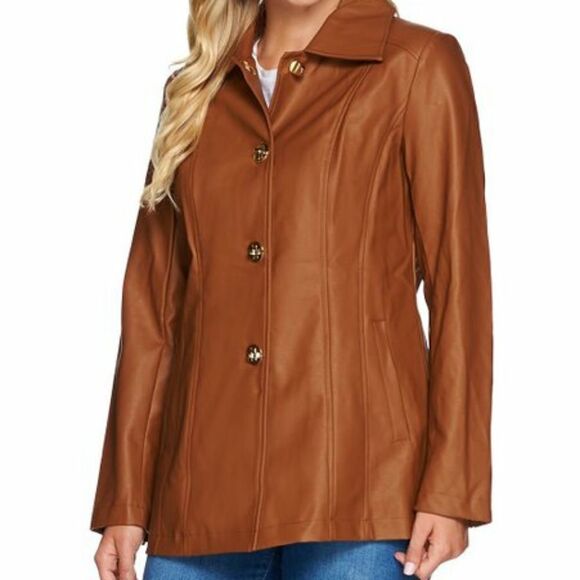 Dennis Basso Leather Jacket Tan size small - Picture 1 of 10